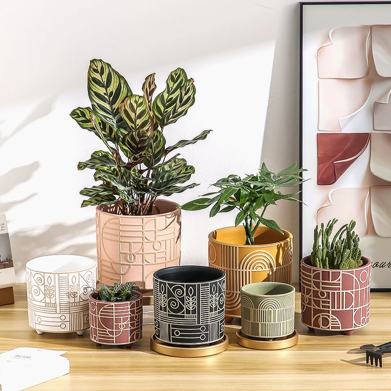 Aloe Vera Pot - Maceta de cerámica cilíndrica Simple para