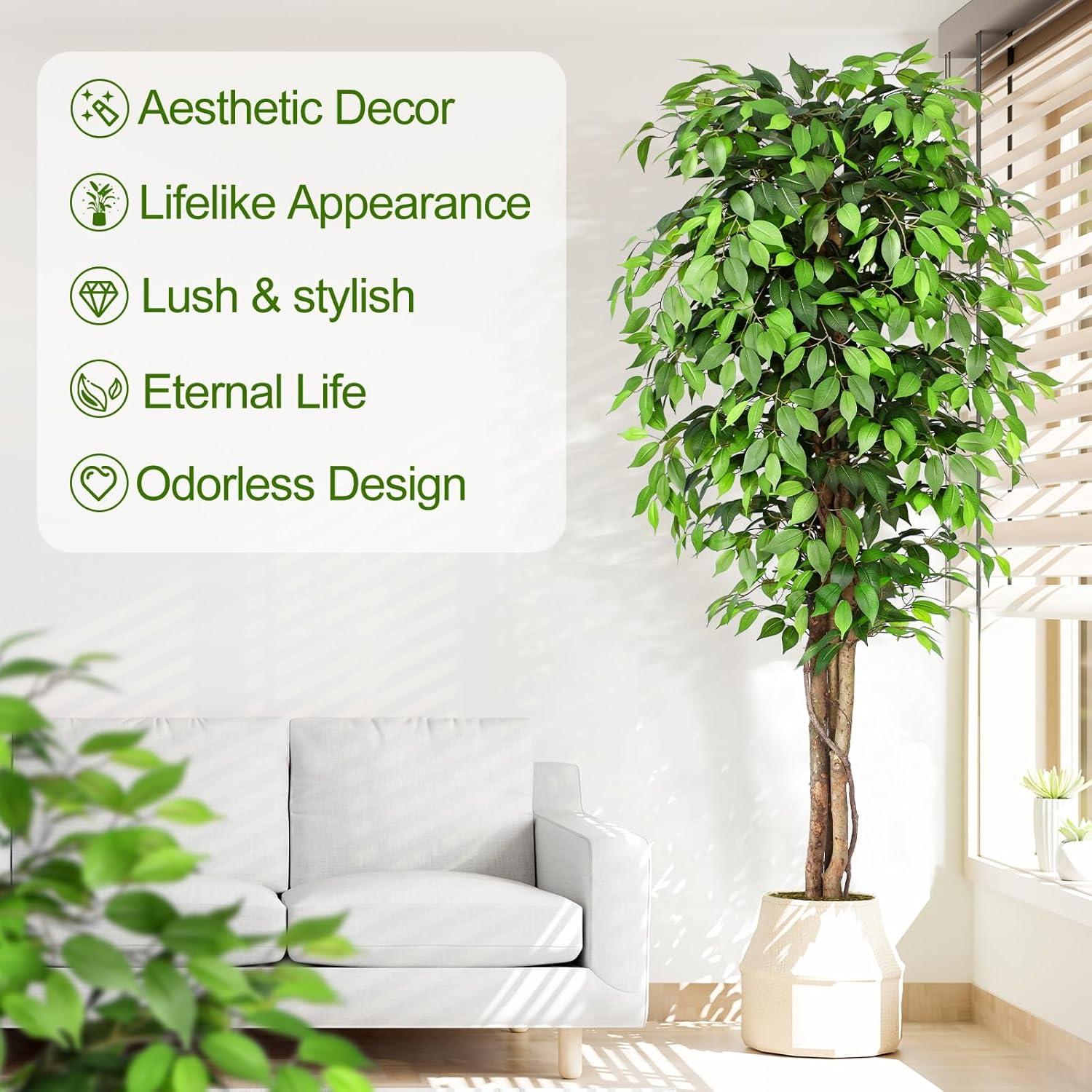Árbol de Ficus Artificial Real - Monstera Adansonii reseña y precio